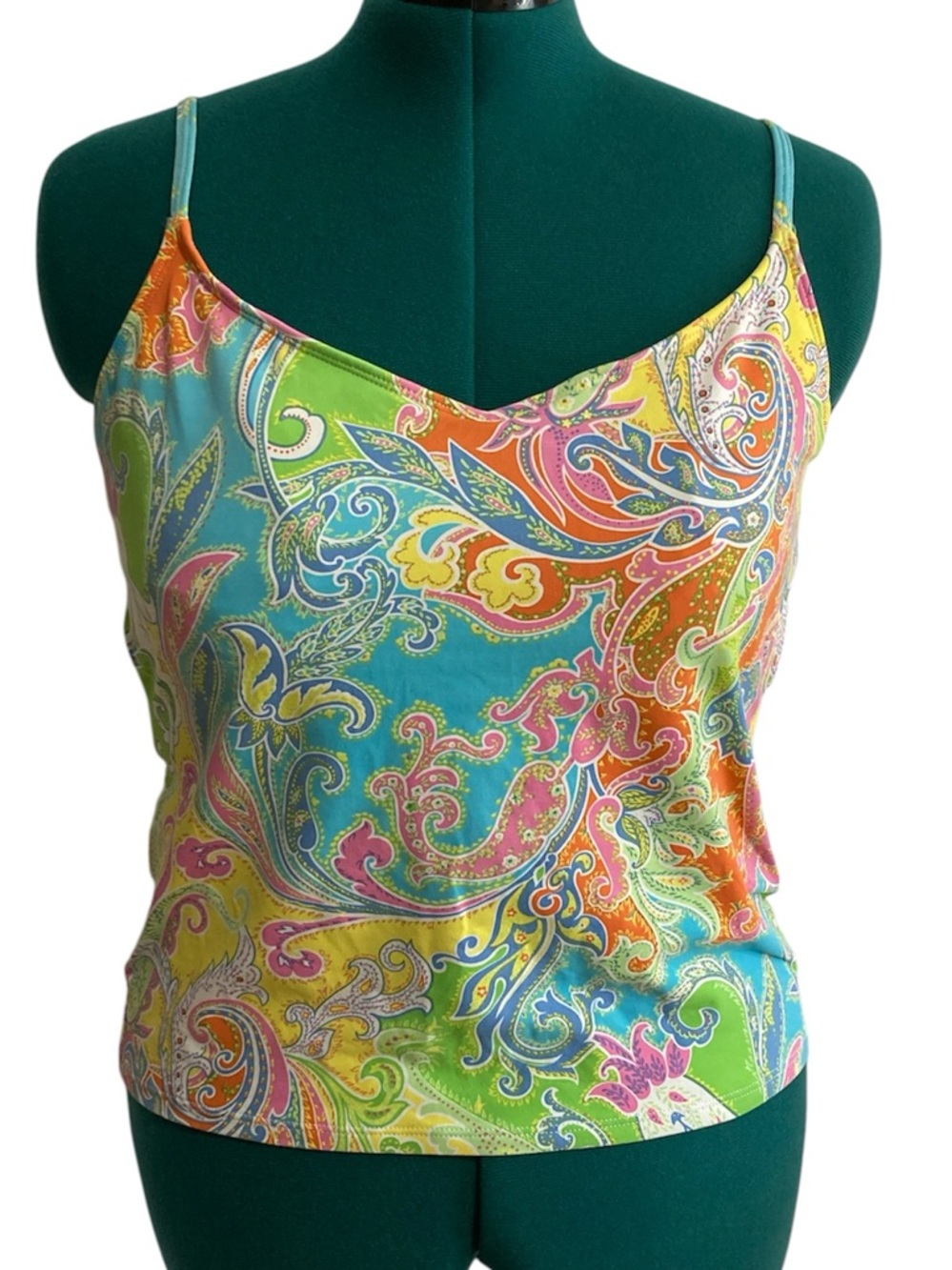 Ralph Lauren Multicolor Paisley Print Tankini Top